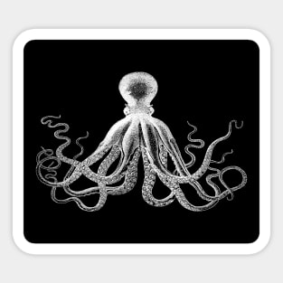 Octopus | Vintage Octopus | Tentacles | Sea Creatures | Nautical | Ocean | Sea | Beach | Black and White | Sticker